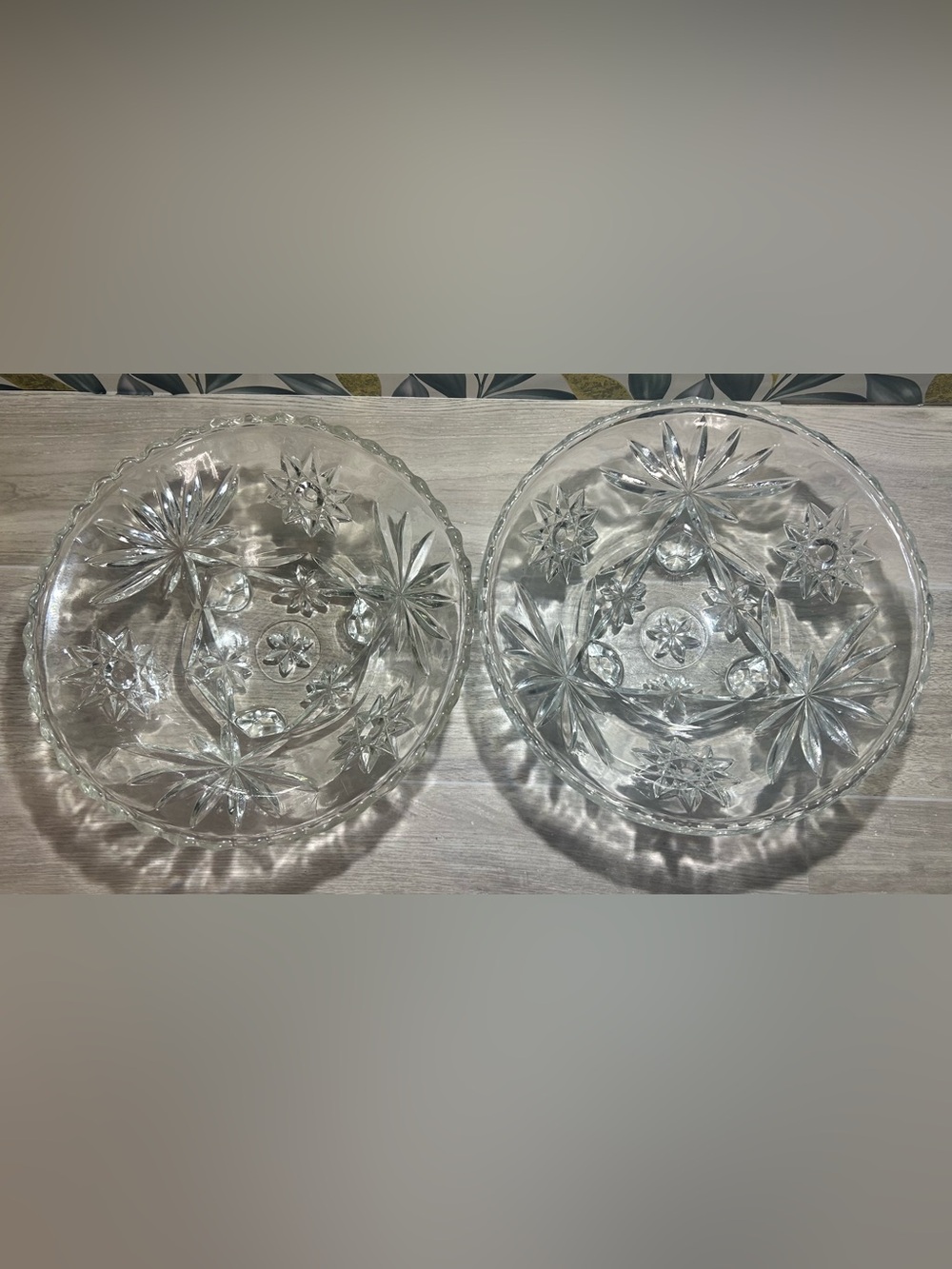 Vintage Anchor Hocking Star of David Prescut Glass Footed Bowl - Set of 2 (C) - Picture 1 of 8
